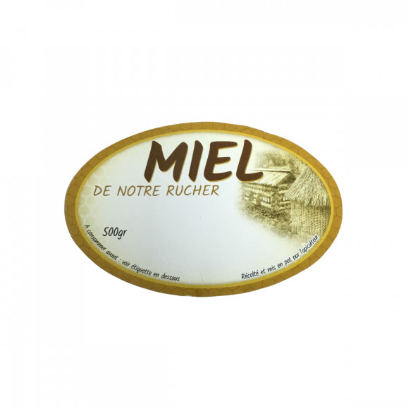 Etiquettes MIEL DE NOTRE RUCHER - OVALE - Vintage - 500gr