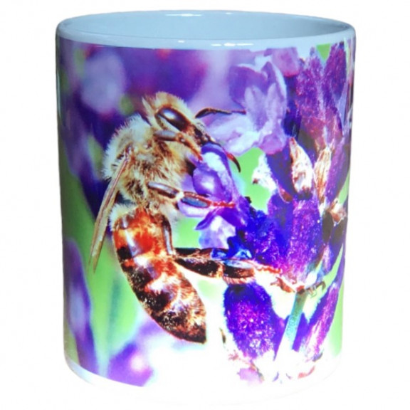 Mug "abeille sur fleur mauve"