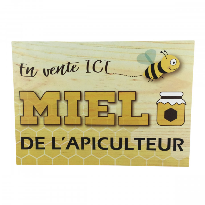 Panneau PVC "En vente ici - Miel de l'apiculteur"