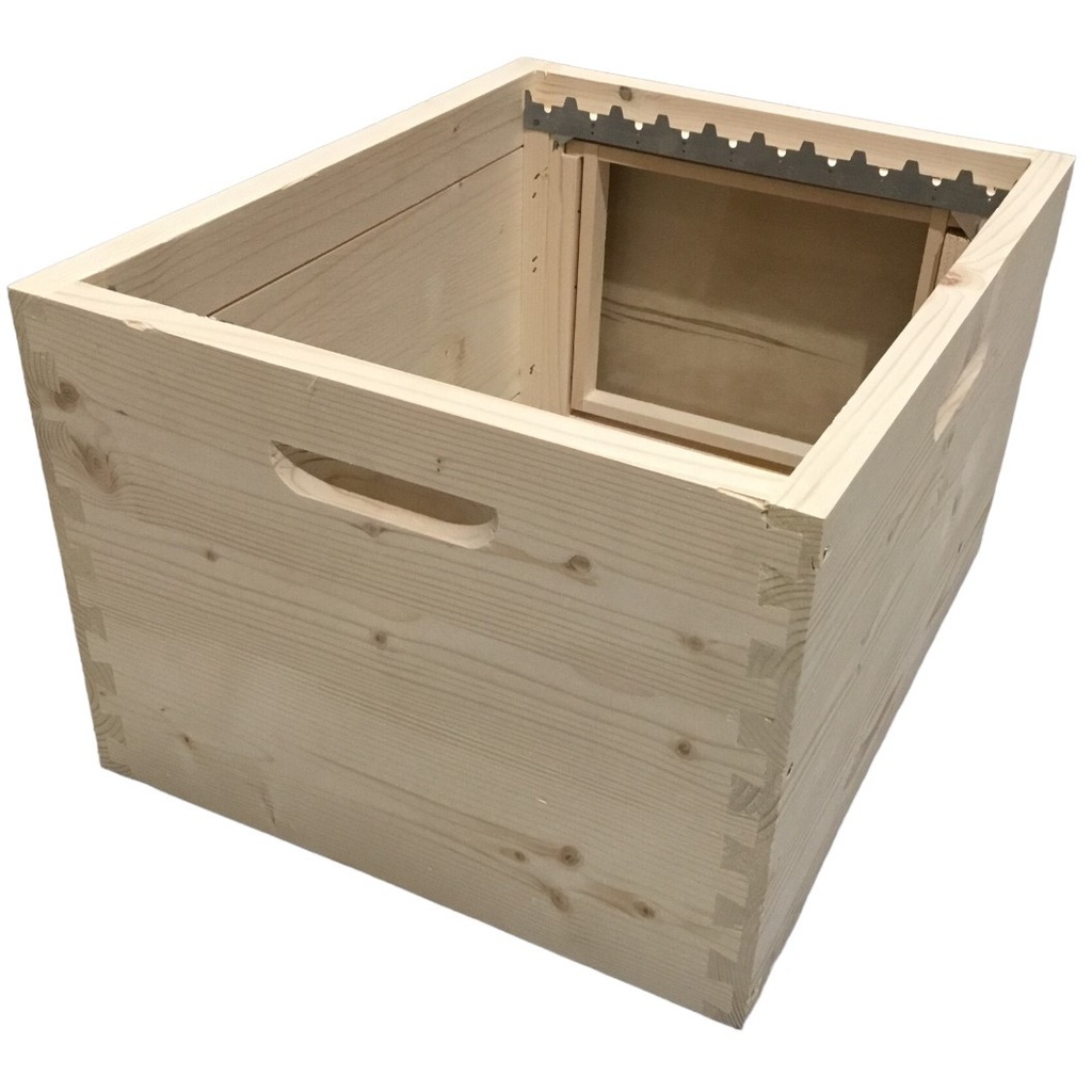 Corps de ruche assemblage en queue d'aronde double parois DADANT 10 cadres avec cadre témoin