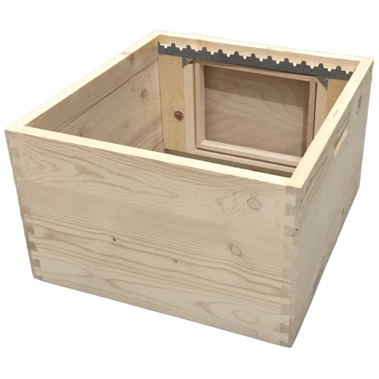 Corps de ruche en queues d'aronde double parois DADANT 12C avec cadre témoin