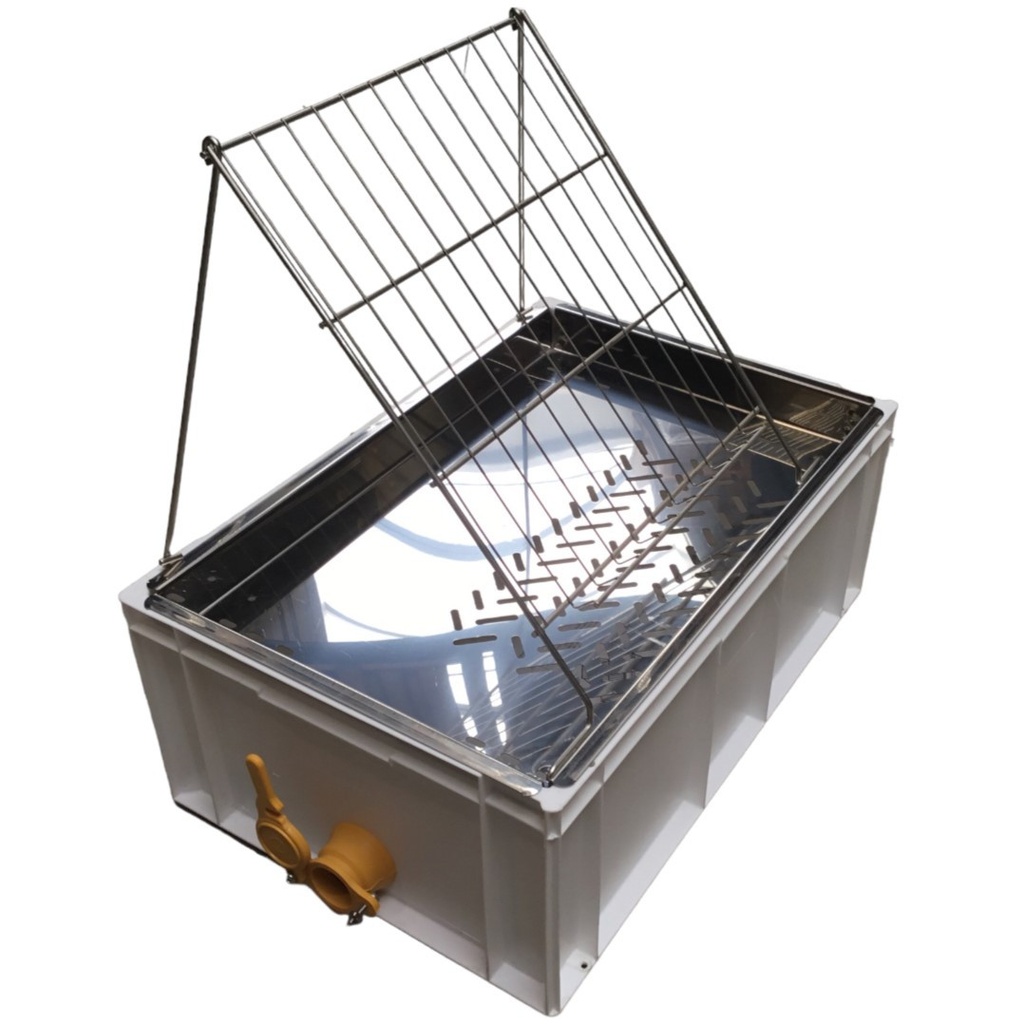 Bac à désoperculer avec vanne et bac d'égouttage en inox