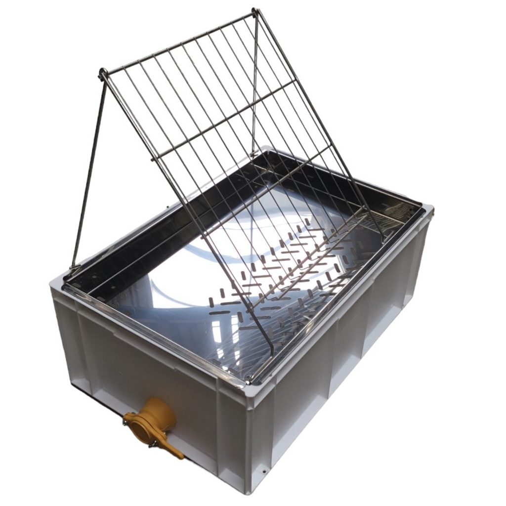 Bac à désoperculer avec vanne et bac d'égouttage en inox