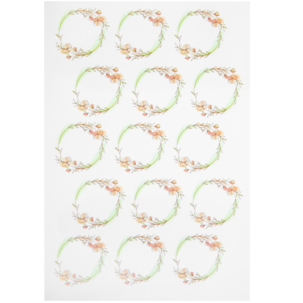 Etiquettes rondes Ø 60 mm "Fleurs de lin rouge" feuille de 15 pièces, Namur