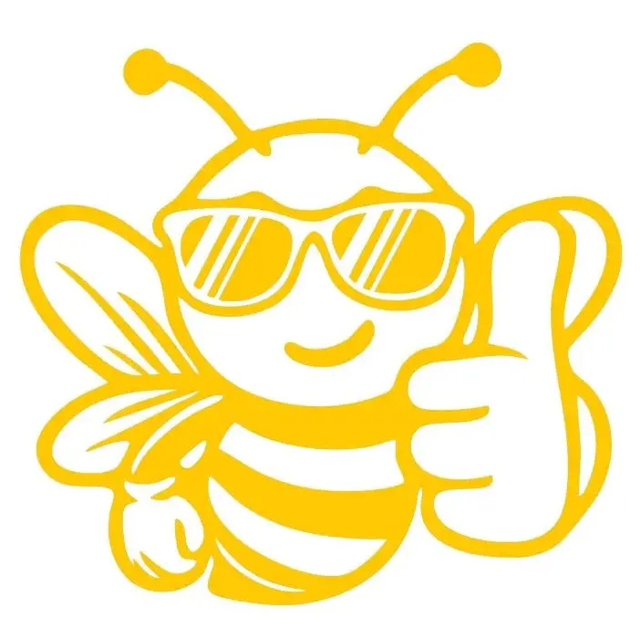 autocollant abeille cool beeboxworld jaune.webp