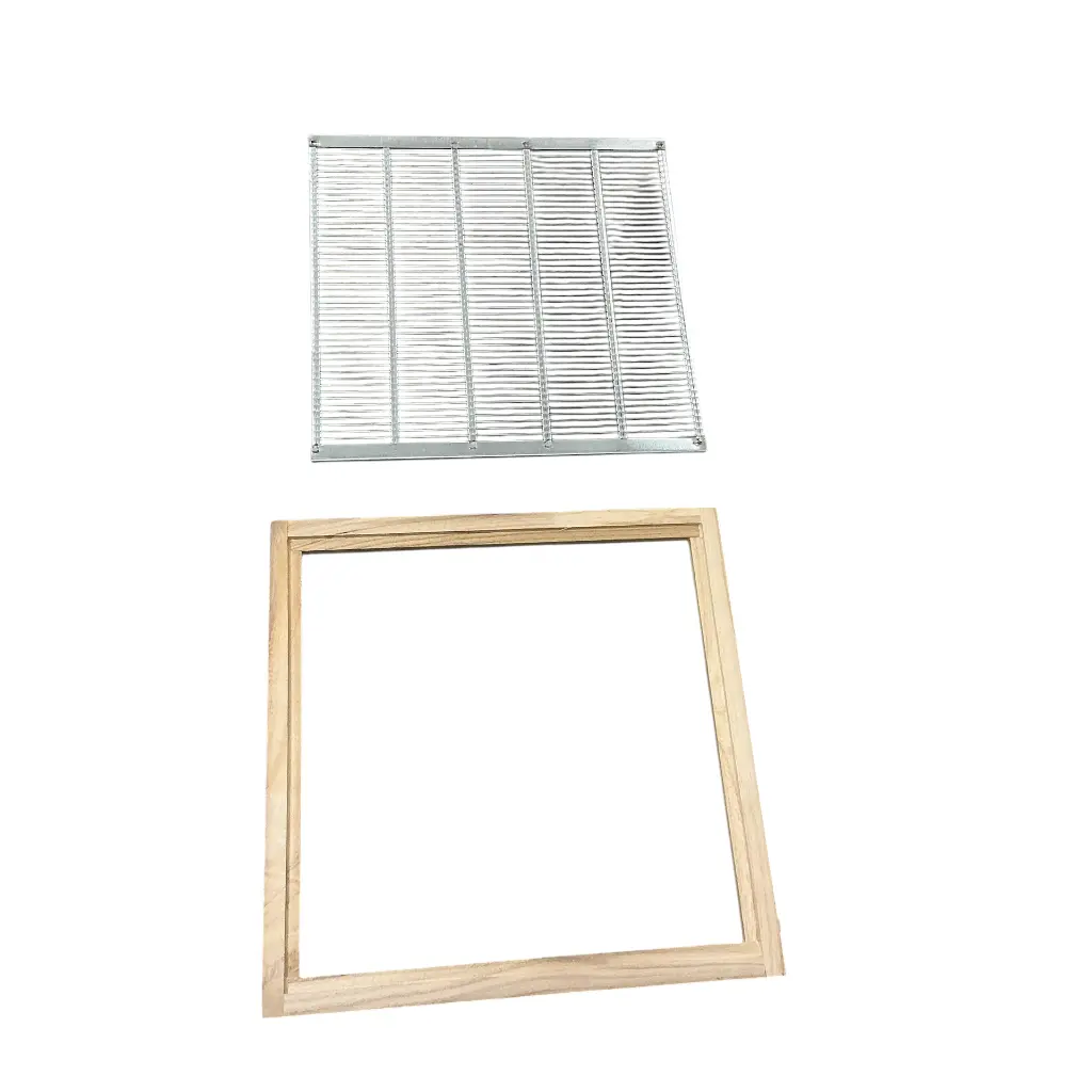 Grille à reine en acier galvanisé avec encadrement en bois pour ruche Warré (1).webp