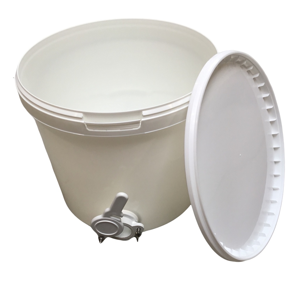 Seau BLANC en polypropylène 25 kg  avec vanne