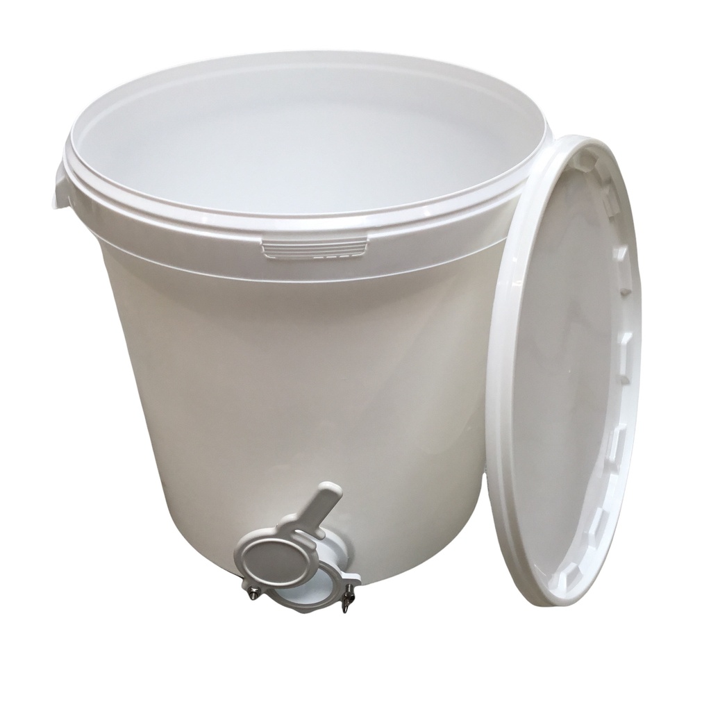 Seau BLANC en polypropylène 40 kg  avec vanne