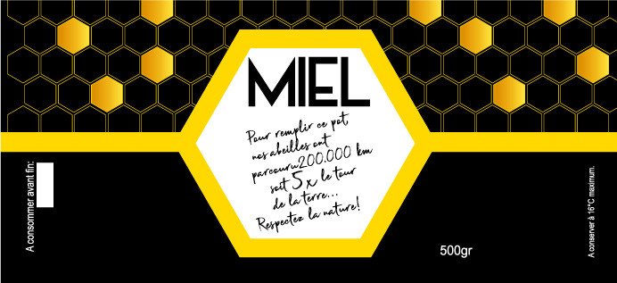 Etiquettes MIEL - "5x Tour de la terre" 500gr