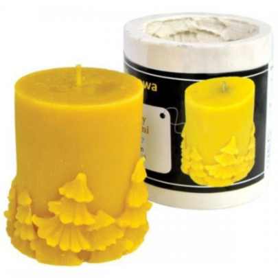 Moule à cire pour bougie - "CYLINDRE DECORE DE SAPINS"