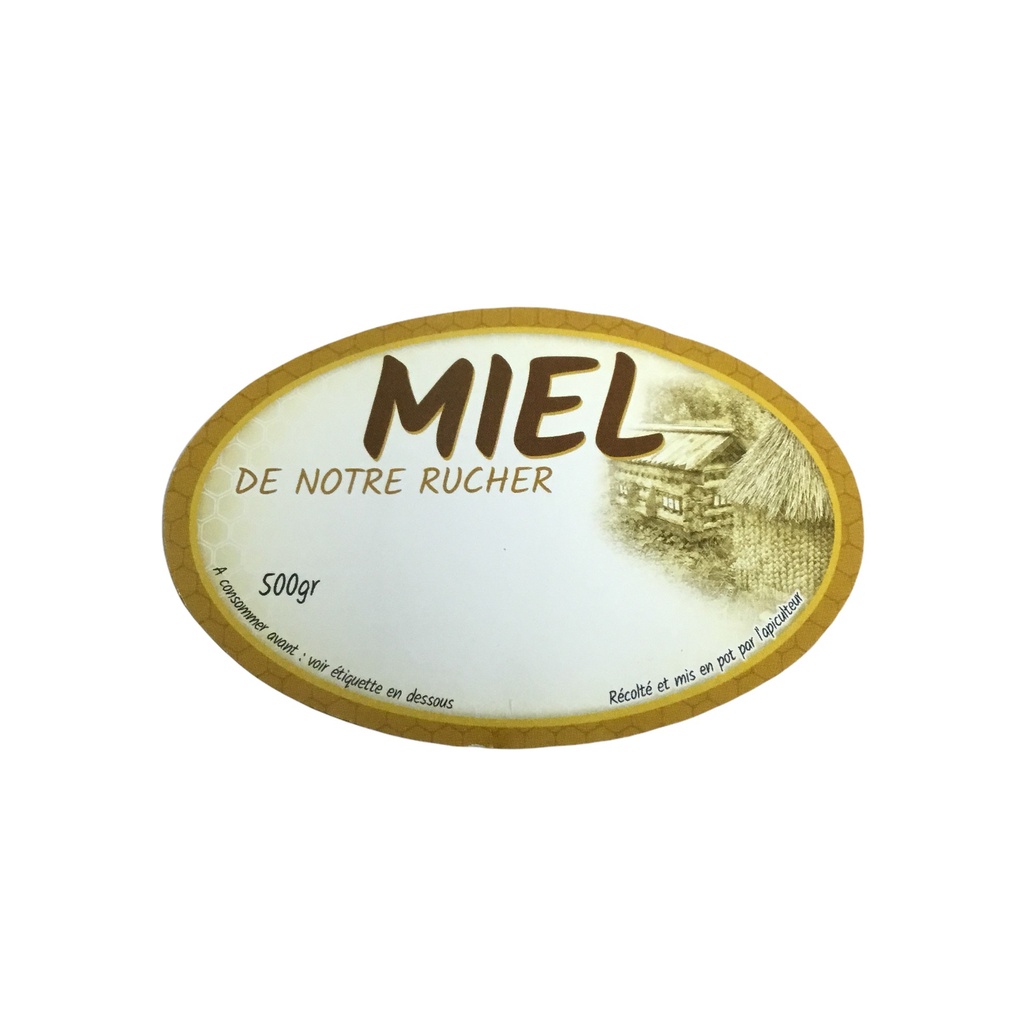 Etiquettes Ovales MIEL - "De notre rucher - vintage" 500gr