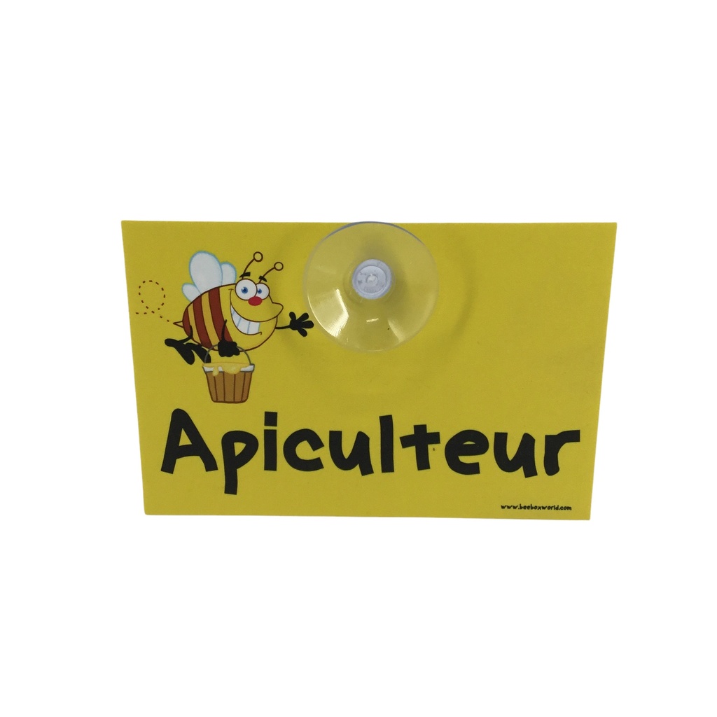 Petit  panneau en forex 3 mm  "APICULTEUR" avec ventouse