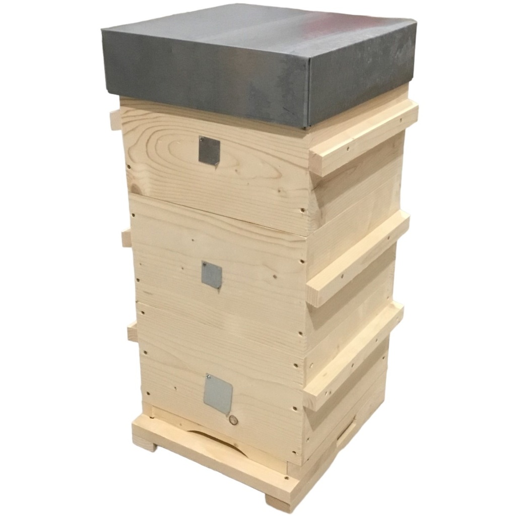 Ruche Warré à tenons vitrée avec fond de ruche demi-ventilé