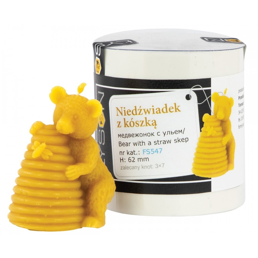 Moule à cire pour bougie - "OURSON AVEC RUCHE PAILLE"