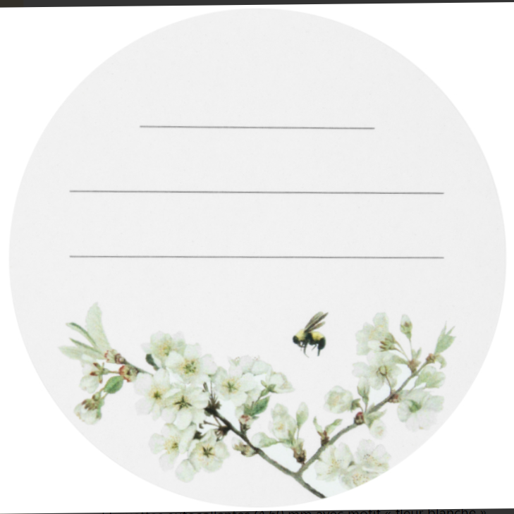 Etiquettes rondes Ø 60 mm "Fleurs blanches"