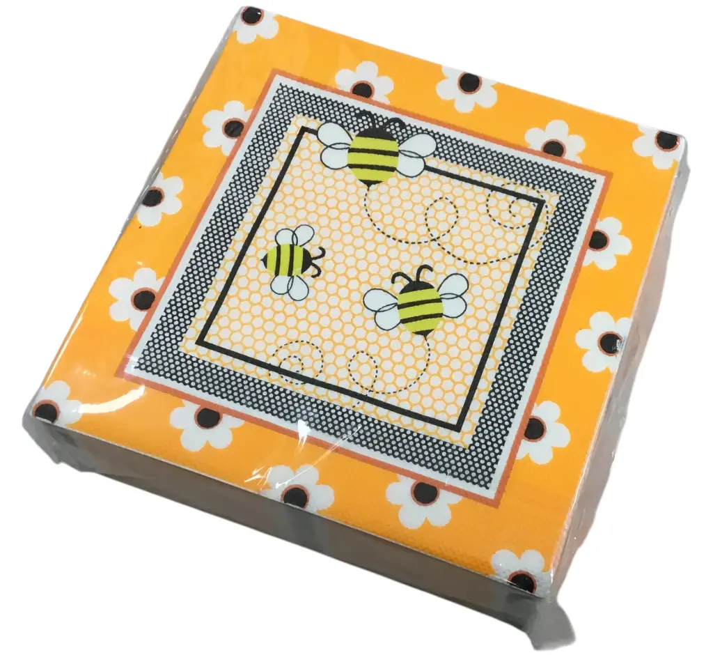 Serviettes avec décor d'Abeilles & fleurs - Paquet de 50