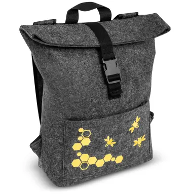 Sac à dos en feutre avec motifs abeilles et alvéoles brodés