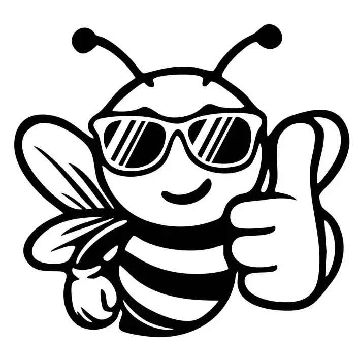 Abeille cool - autocollant jaune ou noir 