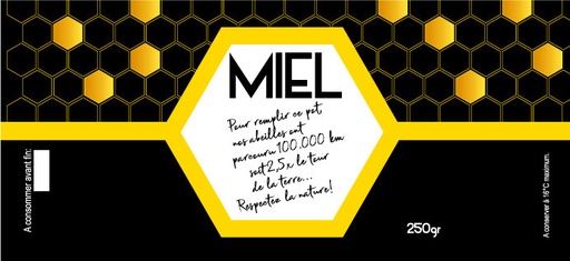 [Miel-terre-250gr] Etiquettes MIEL - "2,5x Tour de la terre" 250gr