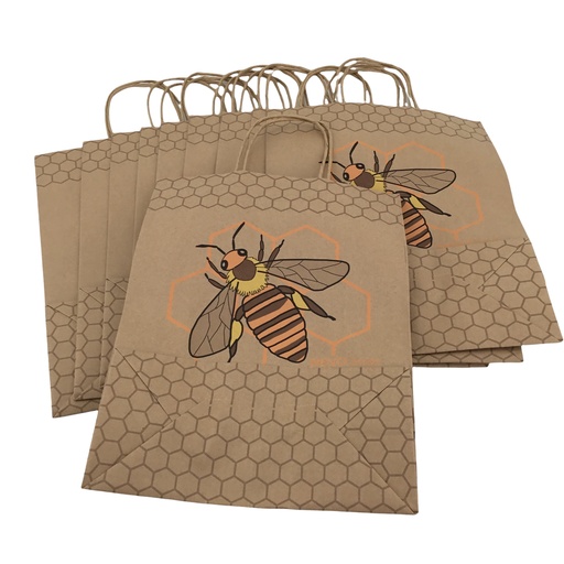 [6390] 10 sacs d'emballage en papier - Motif abeille