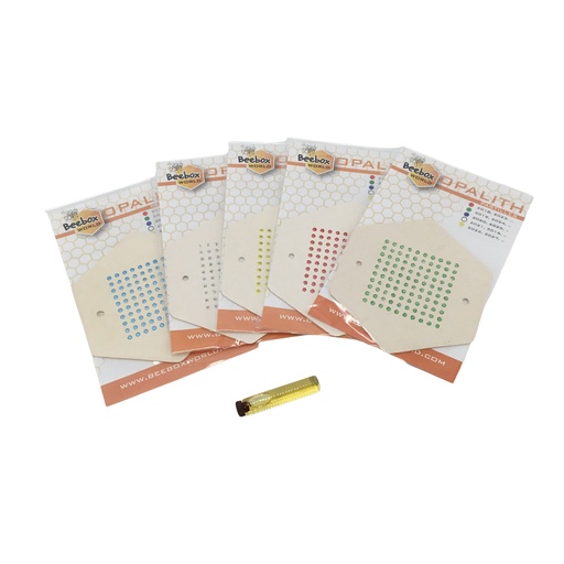 [OPALYS-BEEBOX-SET] Pastilles de marquage Opalith BEEBOX - set de 5 couleurs avec colle