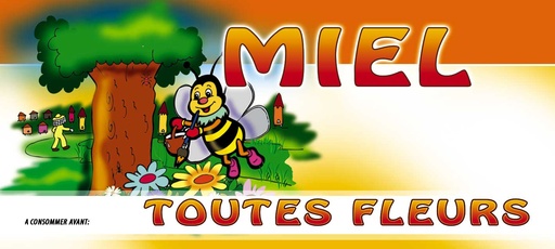 [E0027] Etiquettes MIEL toutes fleurs - "Cartoon"