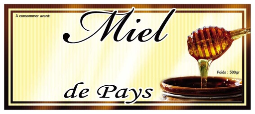 [E0088] Etiquettes MIEL - "De pays" 500gr