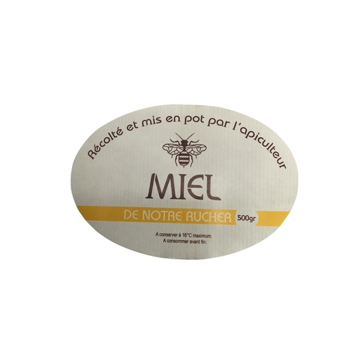 Etiquettes Ovales MIEL "De notre Rucher" 500 gr
