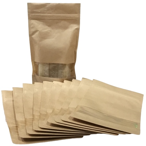 10 sachets en papier kraft avec fenêtre plastique - Grand modèle