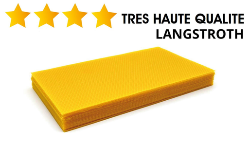 [CIRE4LANG/10] Cire**** gaufrée LANGSTROTH - 10 feuilles - TRES HAUTE QUALITE