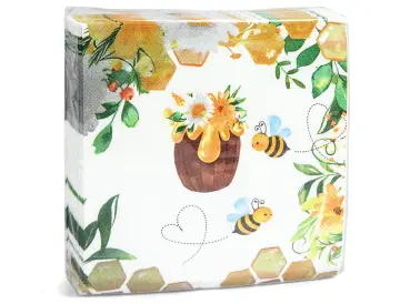 [82082] Serviettes en papier avec décor de pot de miel - Paquet de 50